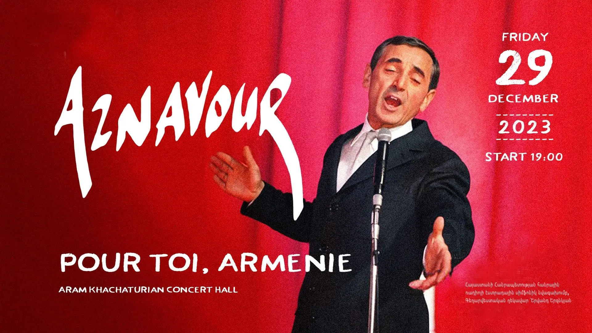 Pour toi Arménie: concert dedicated to Charles Aznavour to be held in Yerevan